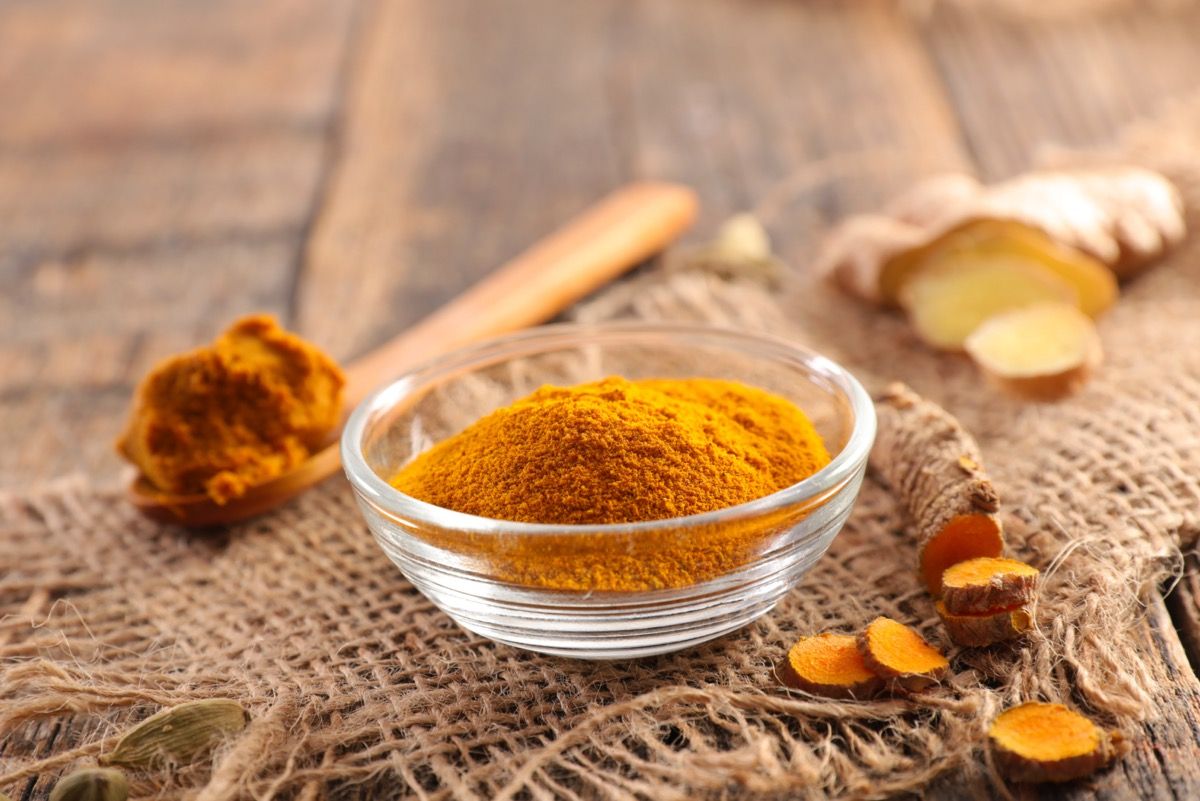 Golden turmeric powder